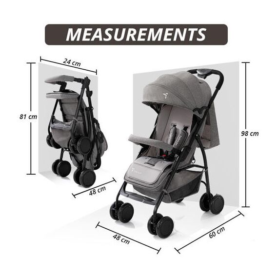 Teknum Trip Plus Stroller With Diaper Bag Combo 6–36 Months Up To 15Kg, Color: Grey, 9 image