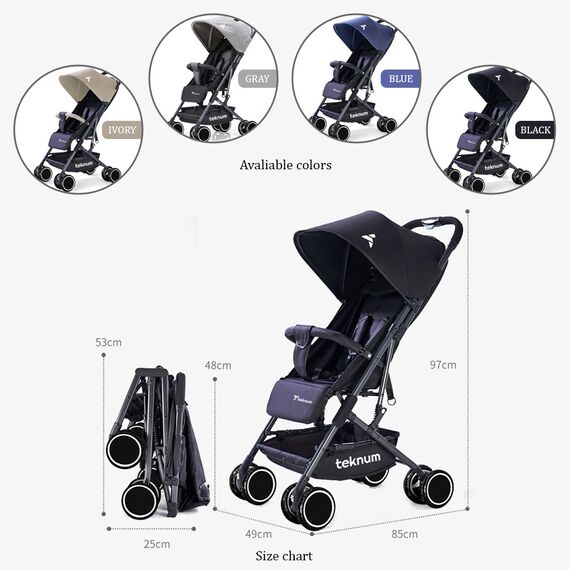 Teknum Yoga Lite Stroller With Diaper Bag Combo Black 6–36 Months Up To 15Kg, Color: Black, 9 image