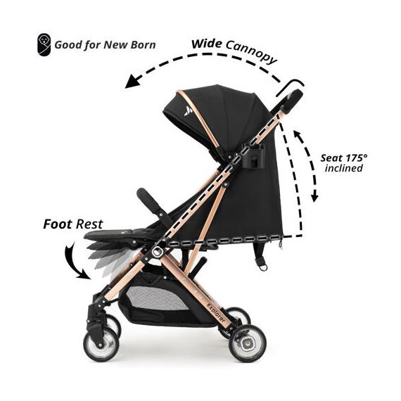 Teknum Explorer Travel Stroller With Sunveno Diaper Bag And Hooks Black 6–36 Months Up To 15Kg, Color: Black, 3 image