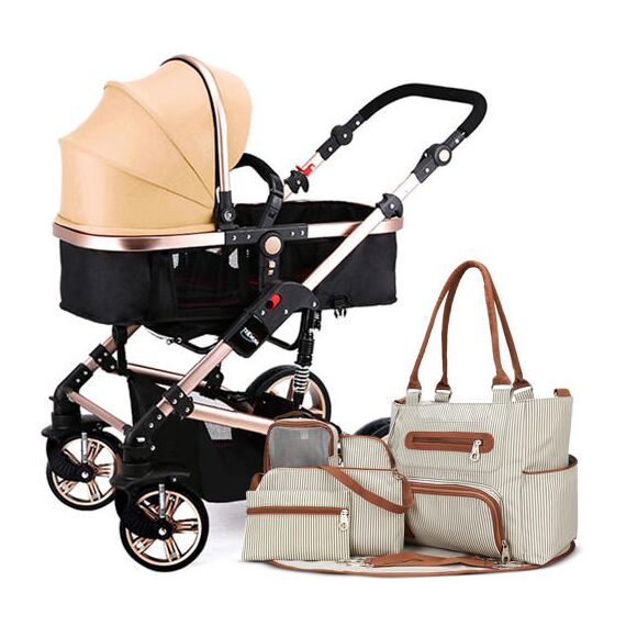 Teknum 3 In 1 Pram Stroller With Diaper Bag Bundle 0–3 Years Up To 18Kg, Color: Khaki, 2 image