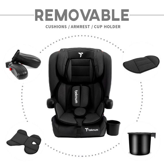 Teknum Pack And Go Foldable Car Seat With Ace Ivory Diaper Bag 9 Months–12 Years 9–36Kg, Color: Black, 6 image