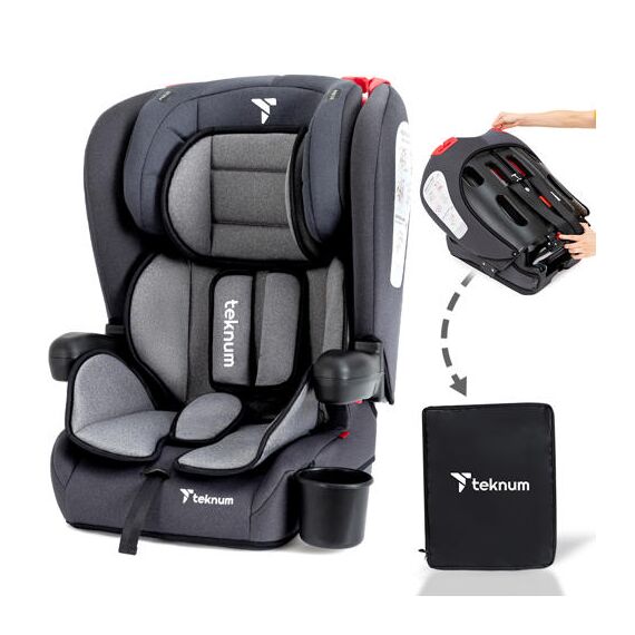 Teknum Pack And Go Foldable Car Seat With Ace Ivory Diaper Bag 9 Months–12 Years 9–36Kg, Color: Grey, 2 image