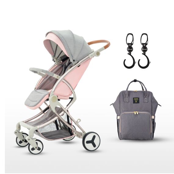 Teknum A1 Green Stroller With Sunveno Grey Diaper Bag 0–4 Years Up To 20Kg, Color: Rose