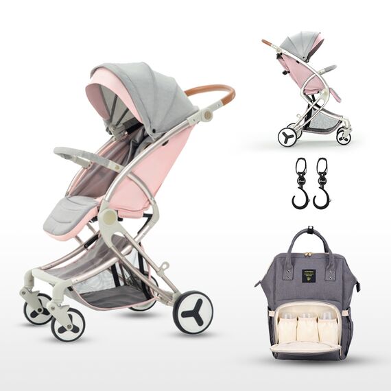 Teknum A1 Green Stroller With Sunveno Grey Diaper Bag 0–4 Years Up To 20Kg, Color: Rose, 3 image