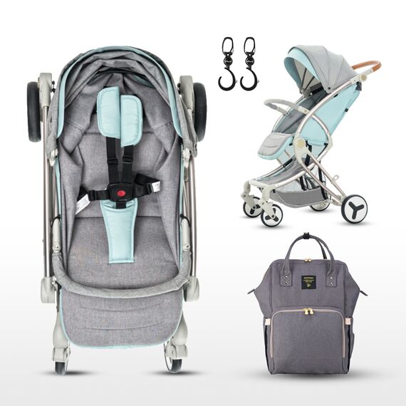 Teknum A1 Green Stroller With Sunveno Grey Diaper Bag 0–4 Years Up To 20Kg, Color: Green, 9 image