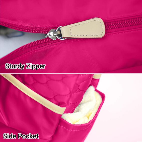 Teknum 2In1 Glide Stroller With Green Diaper Tote Bag Black 0–36 Months Up To 22Kg, Color: Black & Fuchsia, 6 image