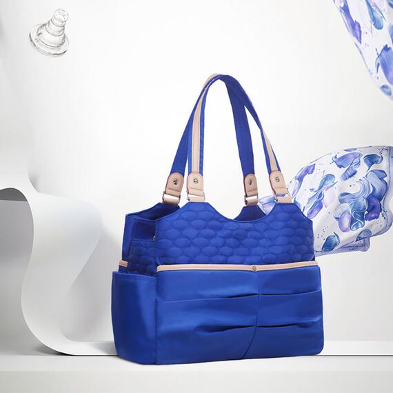 Teknum 2In1 Glide Stroller With Green Diaper Tote Bag Black 0–36 Months Up To 22Kg, Color: Black & Blue, 3 image