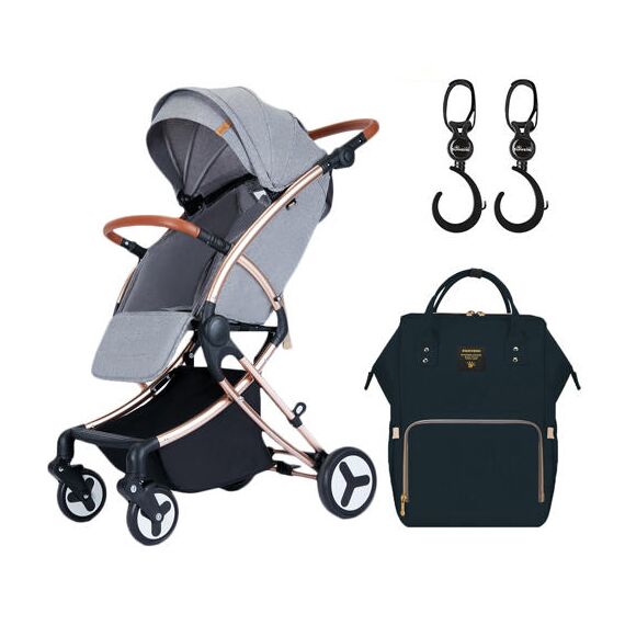 Teknum A1 Green Stroller With Sunveno Grey Diaper Bag 0–4 Years Up To 20Kg, Color: Grey