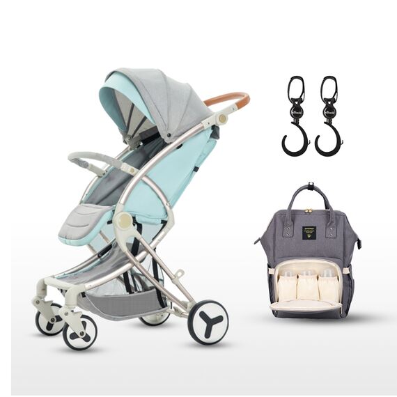 Teknum A1 Green Stroller With Sunveno Grey Diaper Bag 0–4 Years Up To 20Kg, Color: Green, 4 image