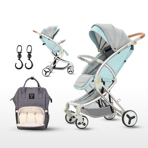 Teknum A1 Green Stroller With Sunveno Grey Diaper Bag 0–4 Years Up To 20Kg, Color: Green, 6 image