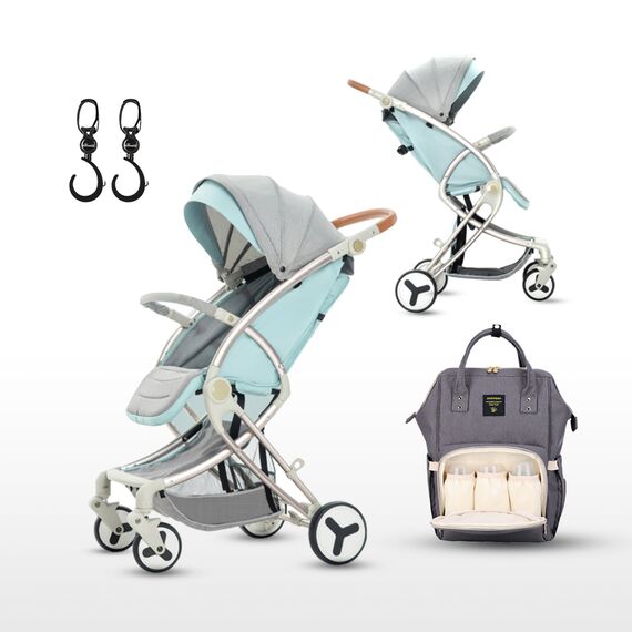 Teknum A1 Green Stroller With Sunveno Grey Diaper Bag 0–4 Years Up To 20Kg, Color: Green, 8 image