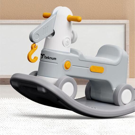 Teknum 2In1 Rock Ride On Grey Rocking Horse & Slide 18–72 Months Up To 50Kg, 3 image