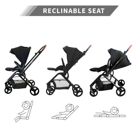Teknum Stroll-1 Travel System With Reversible Stroller And Compacto Baby Car Seat Black 0–4 Years Up To 22Kg, Color: Black, 7 image