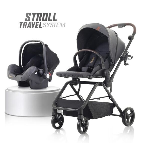 Teknum Stroll-1 Travel System With Reversible Stroller And Compacto Baby Car Seat Black 0–4 Years Up To 22Kg, Color: Grey, 2 image