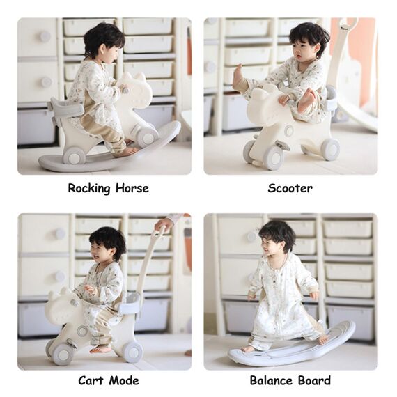 Teknum 2In1 Rock Ride On With Push Handle Grey White Safety Certified 2–4 Years, 3 image