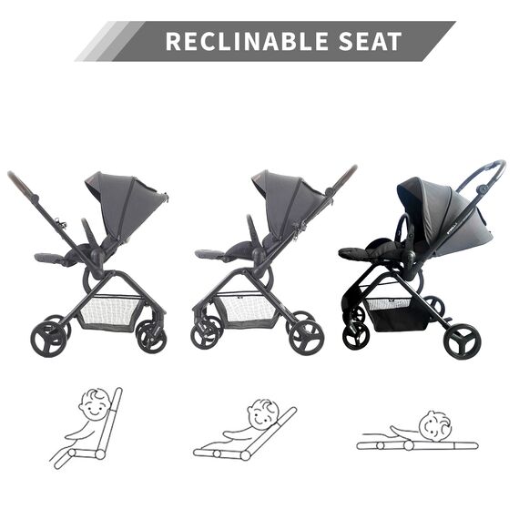 Teknum Stroll-1 Travel System With Reversible Stroller And Compacto Baby Car Seat Black 0–4 Years Up To 22Kg, Color: Grey, 6 image