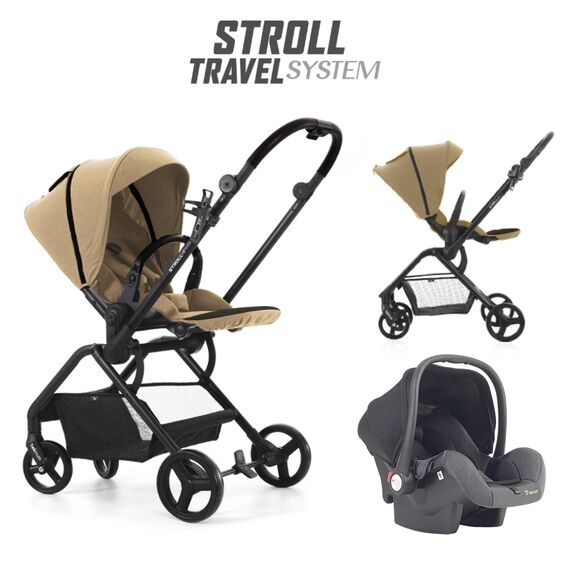 Teknum Stroll-1 Travel System With Reversible Stroller And Compacto Baby Car Seat Black 0–4 Years Up To 22Kg, Color: Khaki