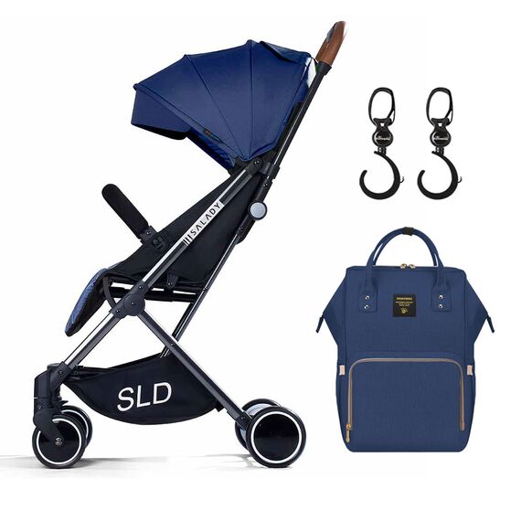 Teknum Travel Lite Stroller Navy Blue With Sunveno Diaper Bag And Hooks 0–4 Years 4.9Kg Cabin Friendly, Color: Navy Blue, 3 image