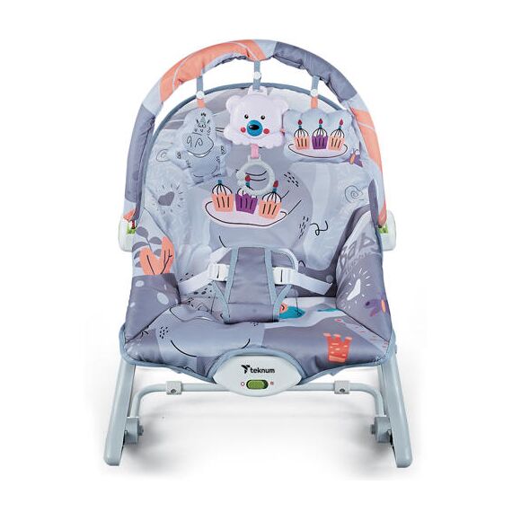 Teknum 3-In-1 Rocker Baby Seat & Recliner With Soothing Music Party Grey Up To 18Kg, 2 image