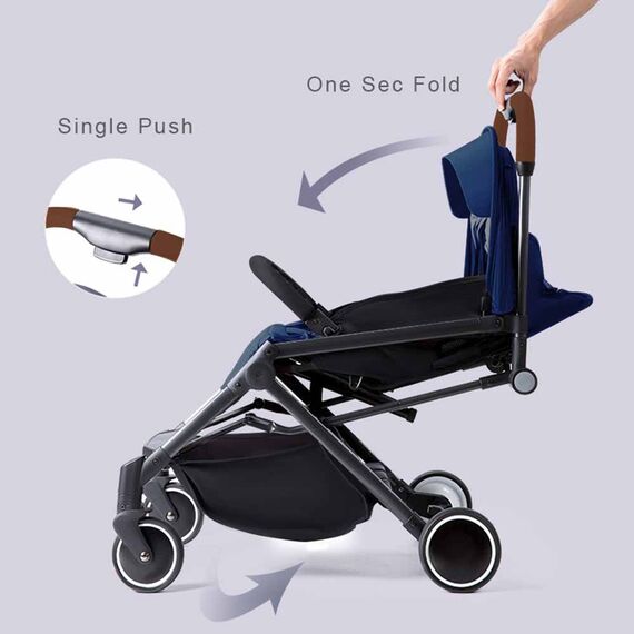 Teknum Travel Lite Stroller Navy Blue With Sunveno Diaper Bag And Hooks 0–4 Years 4.9Kg Cabin Friendly, Color: Navy Blue, 11 image