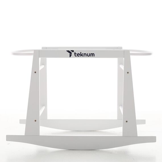 Teknum Wicker Pod Moses Basket Rocker Stand White New Zealand Pine Wood Up To 30Kg, 4 image