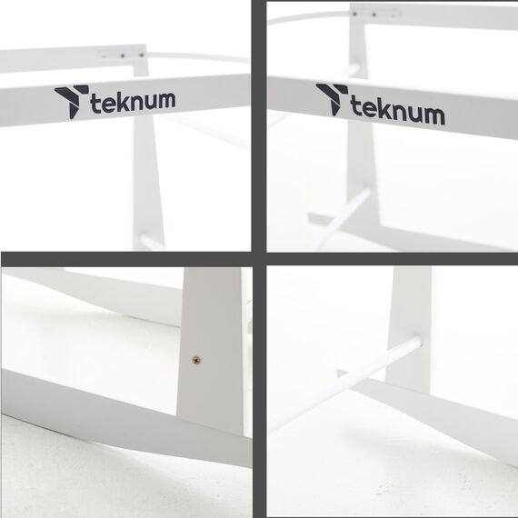 Teknum Wicker Pod Moses Basket Rocker Stand White New Zealand Pine Wood Up To 30Kg, 6 image