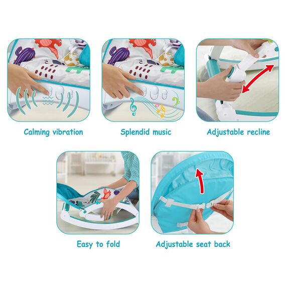 Teknum Multifunctional Rocker Feeding Chair & Baby Recliner Dinosaur Blue Up To 18Kg En Certified, 4 image