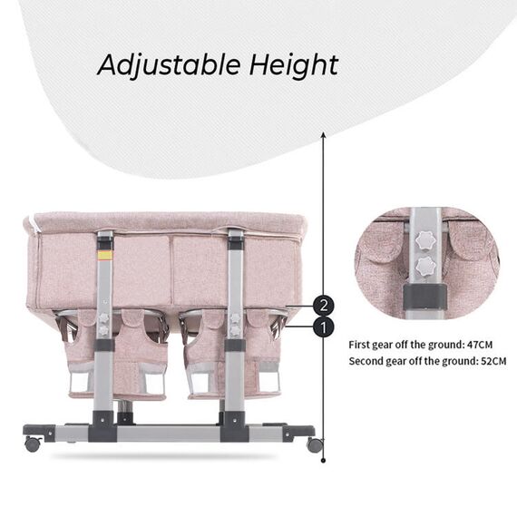 Teknum Twin Bed Side Fellow Crib 0–2 Years Up To 50Kg, Color: pink, 6 image