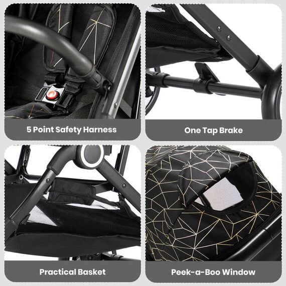 Teknum Travelzen Baby Stroller With Coffee Cup Holder 0–48 Months Up To 22Kg, Color: Black Gold, 8 image