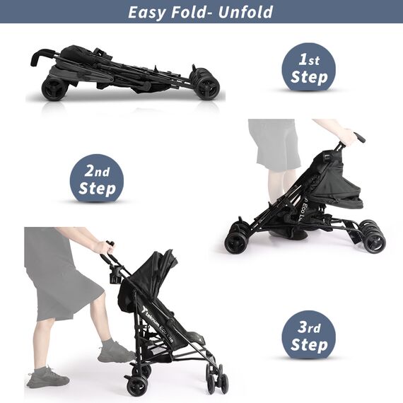 Teknum Eco Lite 2 Stroller With Cup Holder Black 6–36 Months Up To 15Kg Lightweight Foldable, 3 image