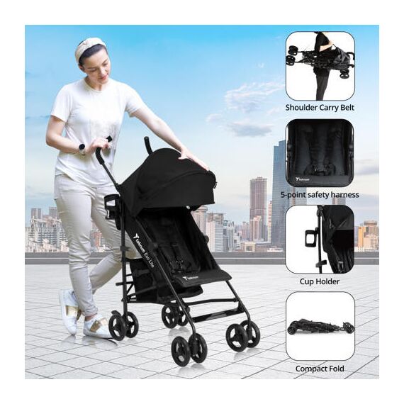 Teknum Eco Lite 2 Stroller With Cup Holder Black 6–36 Months Up To 15Kg Lightweight Foldable, 7 image