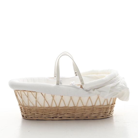 Teknum Infant Wicker Moses Basket With White Waffle Beddings 0–6 Months Up To 18Kg, Color: Brown, 3 image