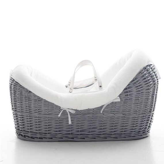Teknum Infant Wicker Pod Moses Basket With White Waffle Beddings 0-6 Months