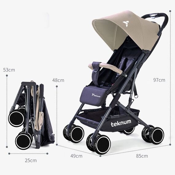 Teknum Yoga Lite Stroller Cabin Fold 6–36 Months Up To 15Kg, Color: Ivory