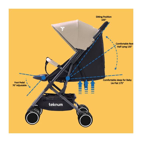 Teknum Yoga Lite Stroller Cabin Fold 6–36 Months Up To 15Kg, Color: Ivory, 6 image