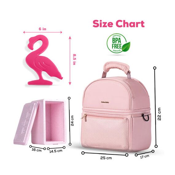 Sunveno Insulated Lunch Bag With Thermo Box And 4 Pcs Ice Pack Set, Color: pink, 19 image