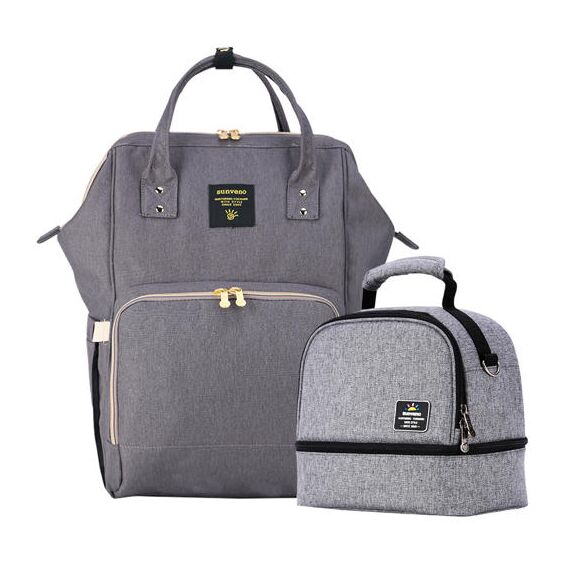 Sunveno Mamma Diaper Backpack And Breast Pump Bottle Bag Set, Color: Grey