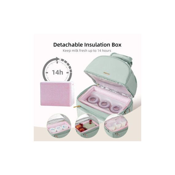 Sunveno Breastmilk Cooler Bag With Detachable Insulation Box Set, Color: Green, 4 image
