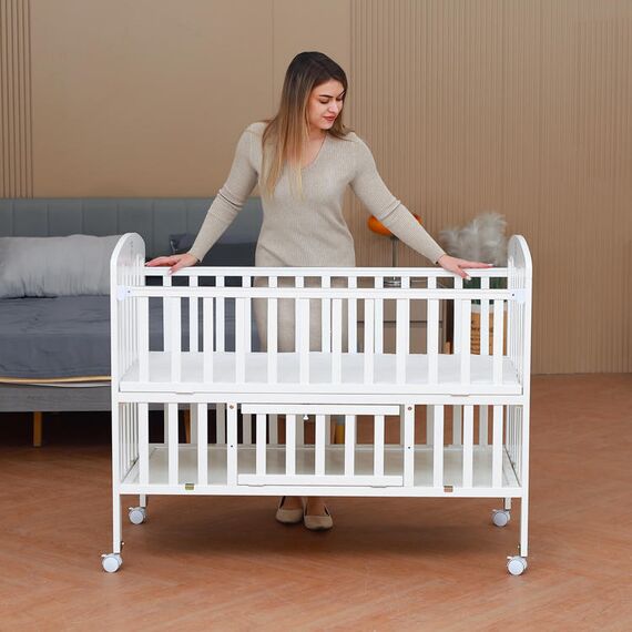 Teknum 4In1 Wooden Bedside Crib With Storage And Height Adjustments 0-4 Years, 13 image