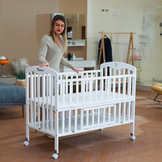 Teknum 4In1 Wooden Bedside Crib With Storage And Height Adjustments 0-4 Years, 15 image