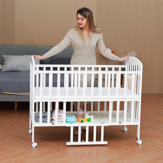 Teknum 4In1 Wooden Bedside Crib With Storage And Height Adjustments 0-4 Years, 20 image