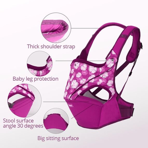 Sunveno Baby Carrier With Anti-Slip Hip Seat 6-36 Months, Color: Purple, 7 image