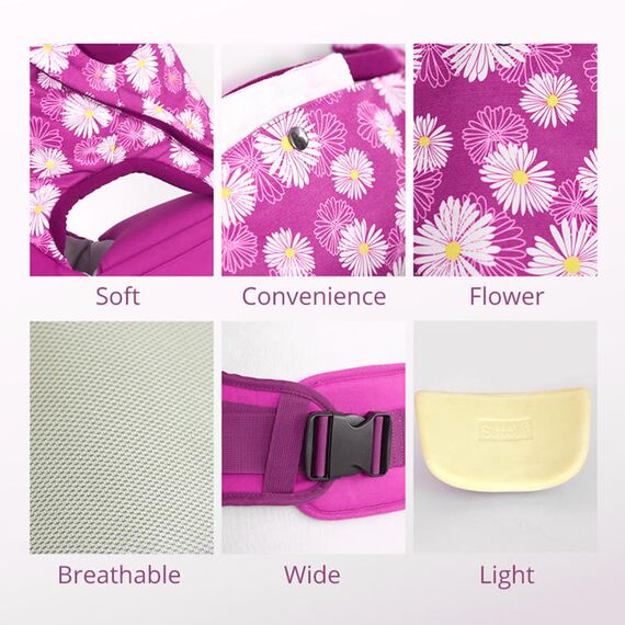 Sunveno Baby Carrier With Anti-Slip Hip Seat 6-36 Months, Color: Purple, 12 image