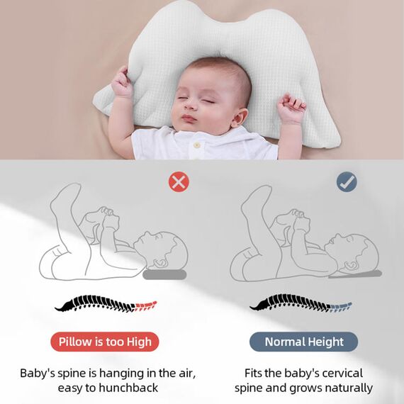Sunveno Infant Head Shaper Wings Pillow, Color: White, 8 image