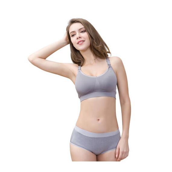 Sunveno Breastfeeding Nursing Bra, Color: Grey, Maternity Size: 75B, 3 image