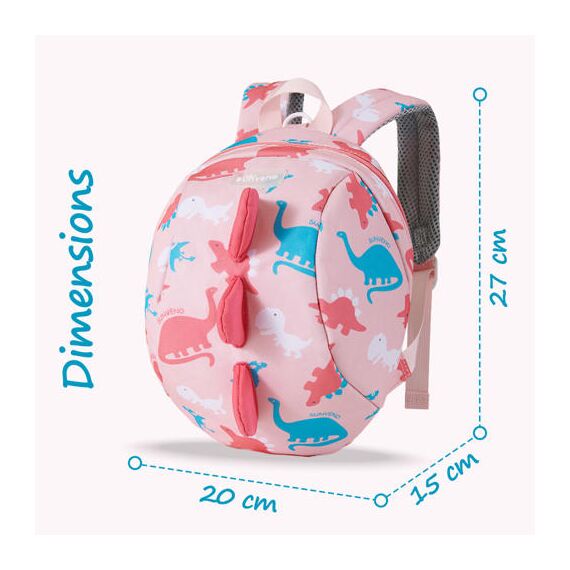 Sunveno Kids Backpack With Safety Harness 2-8 Years, Color: pink, 12 image