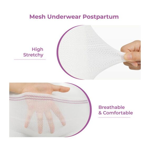 Sunveno Postpartum Mesh Underwear 2 Pieces, Color: White, Maternity Size: L, 9 image