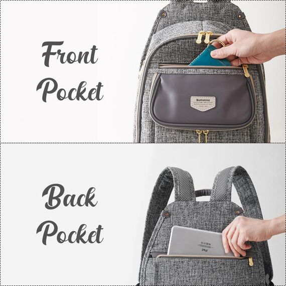 Sunveno Fashion Compact Diaper Backpack, Color: Grey, 4 image