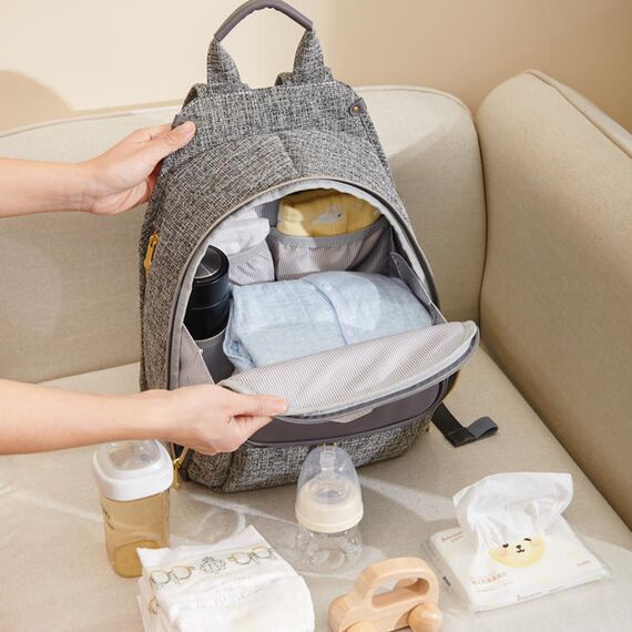 Sunveno Fashion Compact Diaper Backpack, Color: Grey, 7 image