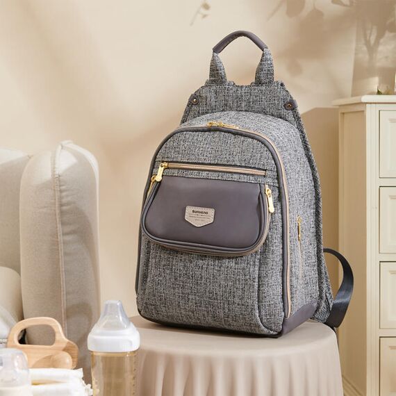 Sunveno Fashion Compact Diaper Backpack, Color: Grey, 8 image